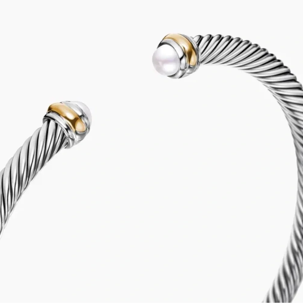 David Yurman Classic Cable Bracelet- 18K Gold, Sterling Silver,Pearl- Small - Picture 8 of 11